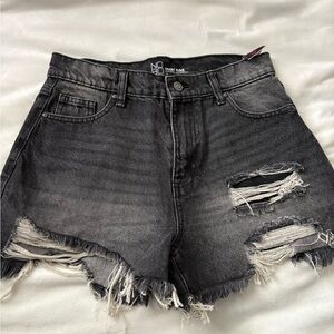 NOBO Women's Charcoal Distressed Jean Shorts